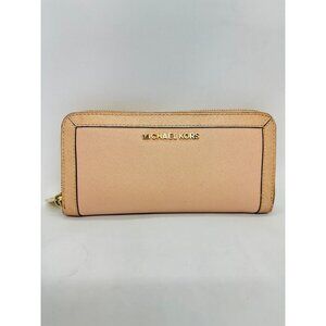 MICHAEL KORS Jet Set zip around continental leather women's large wallet -CAMEL
